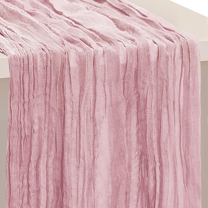 1 Pack Dusty Pink Cheesecloth Table Runner 35x120 Inch 10Ft Rustic Gauze Cheese by SuBleer