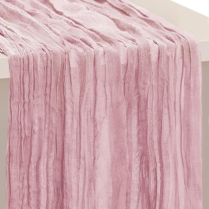 1 Pack Dusty Pink Cheesecloth Table Runner 35x120 Inch 10Ft Rustic Gauze Cheese by SuBleer