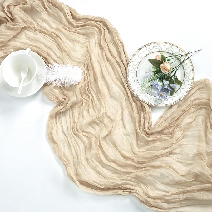 12 Pack Beige Cheesecloth Table Runner 10ft Boho Gauze Fabric Cheese Cloth - Image 6