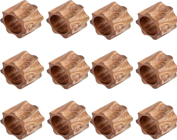 Wood Napkin Rings Set of 12 Napkin Holders by Shafa+impex