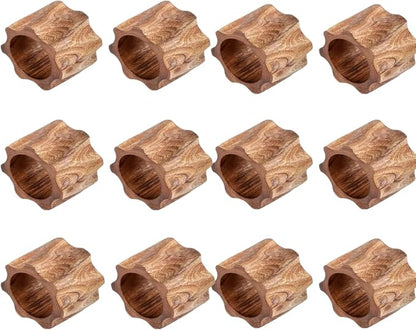 Wood Napkin Rings Set of 12 Napkin Holders by Shafa+impex