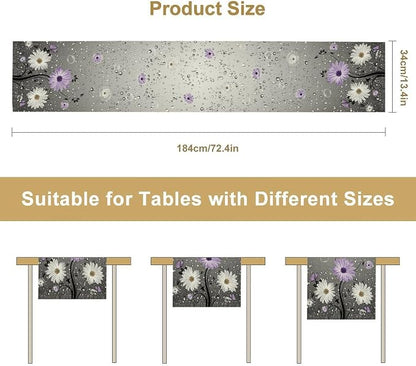 Farmhouse Purple Floral Table Runner, Rustic Spring Floral Flower Wooden Boards - Image 5