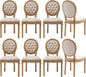 Vintage French Dining Chairs Set of 8, Round Back Velvet Upholstered Accent Chairs with Nailhead Trim and Solid Wood Frame, Elegant Sillas de Comedor for Dining Room & Kitchen, Beige