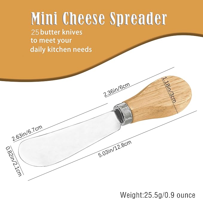 25 Piece Small Cheese Spreader Knives Set, Mini Stainless Steel Butter Knife - Image 2
