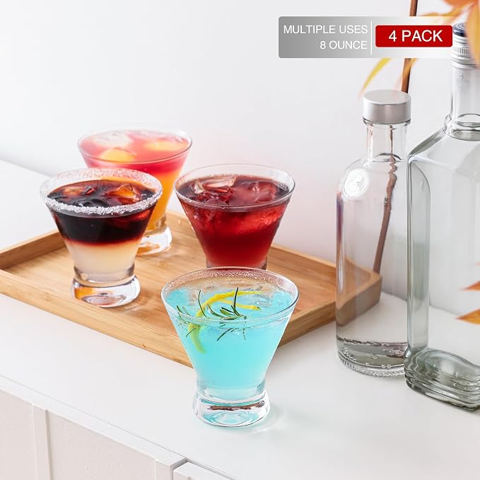 Martini Glasses Set of 4, 8oz Stemless Martini Cocktail Glasses - Image 6