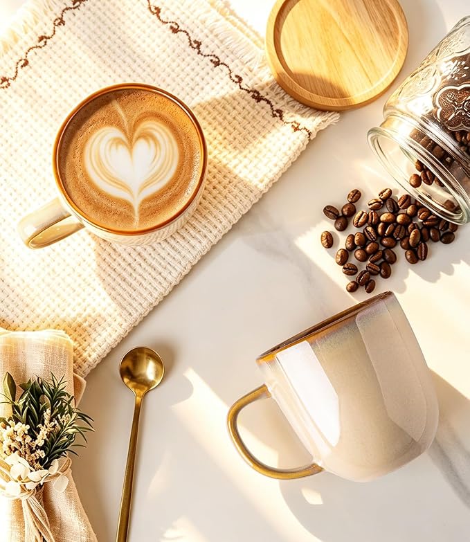 LERATIO Ceramic Coffee Mugs Set of 6, 12oz Handmade Coffee Mugs Set | Large - Image 3