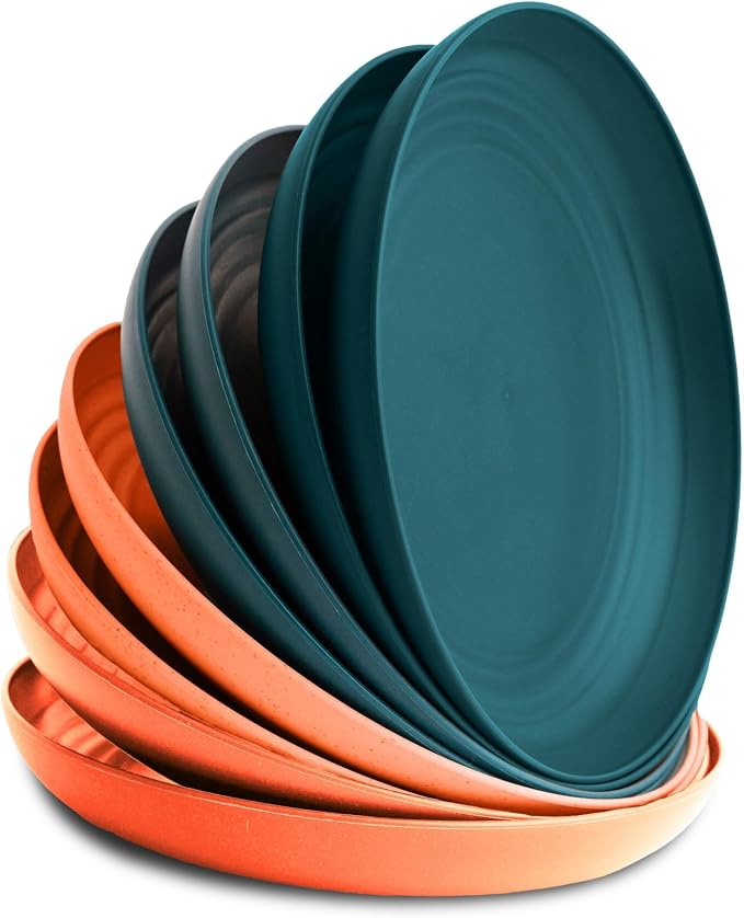 8-Pack Reusable Wheat Straw Plates Set by NookTheory