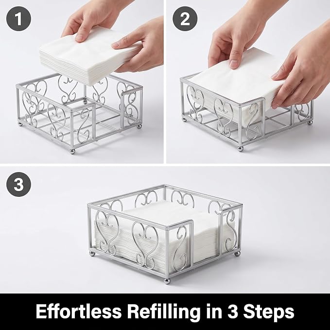 Cocktail Napkin Holder for 5x5 Napkins, Flat Square Caddy, Table | Cocktail - Image 6