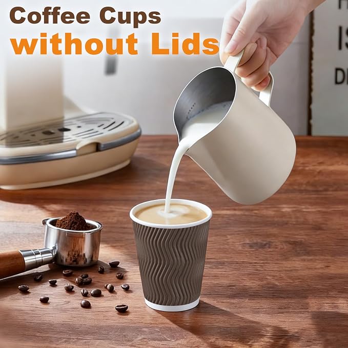 BYSNOW 150 Pack 8 oz Coffee Cups, Insulated Disposable Hot Paper Cups | - Image 4