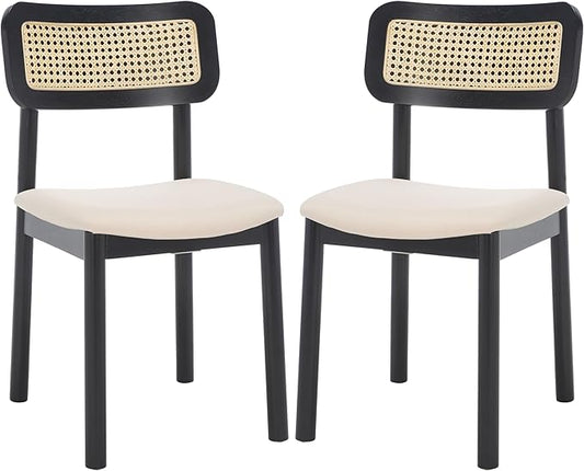 SAFAVIEH Home Collection Egon Coastal Black/White Dining Chair Set of 2
