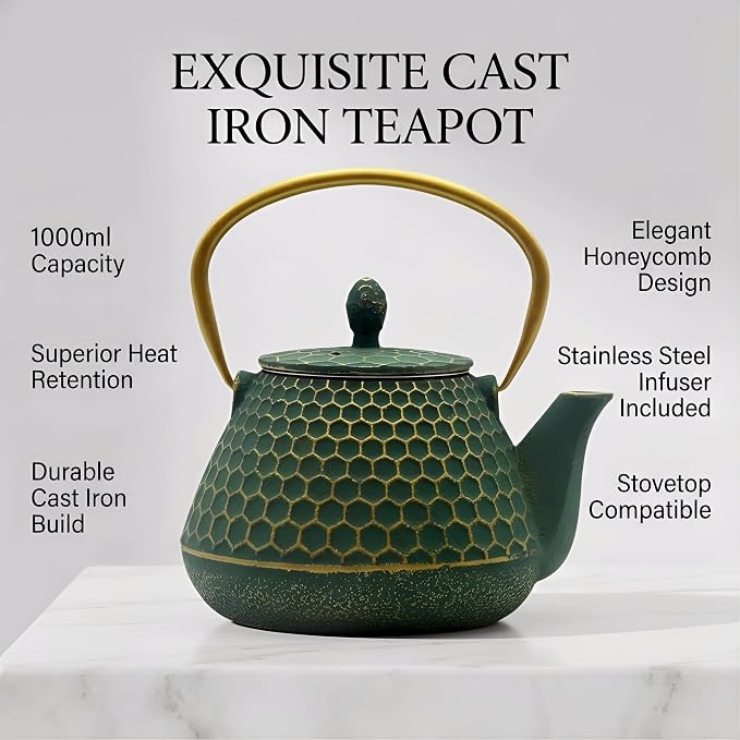 Cast Iron Tea Kettle, Japanese Tetsubin Teapot Coated - Image 5