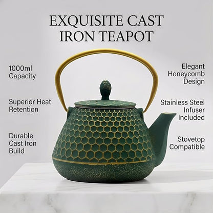Cast Iron Tea Kettle, Japanese Tetsubin Teapot Coated - Image 5