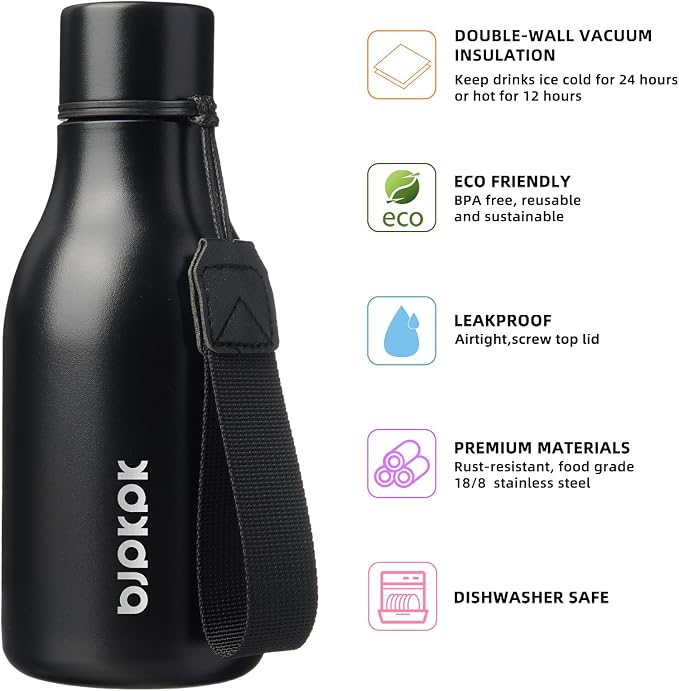BJPKPK 12oz Insulated Water Bottle, Stainless Steel Bottle - Image 2