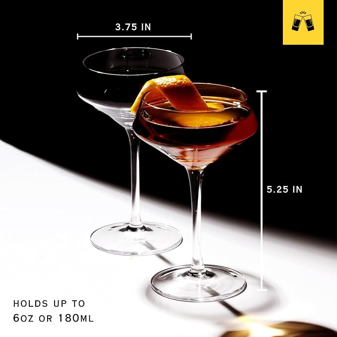 LEMONSODA Classic Martini Glasses, Ribbed Glassware | Hand Blown Cocktail - Image 4