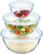 E-far Glass Mixing Bowls with Airtight Lids Set by E-far