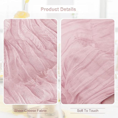1 Pack Dusty Pink Cheesecloth Table Runner 35x120 Inch 10Ft Rustic Gauze Cheese - Image 2