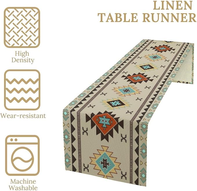 Aztec Southwest Table Runner, Ethnic Style Design Geometric Table Runners - Image 4
