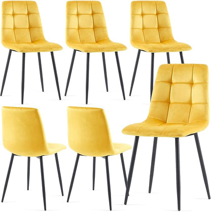 Set of 6 Upholstered Home Chair Armless Ergonomic Dining Chair with Back Design,Soft Cushion Living Room Chair with Metal Legs for Dining Room,Stores,Kitchen