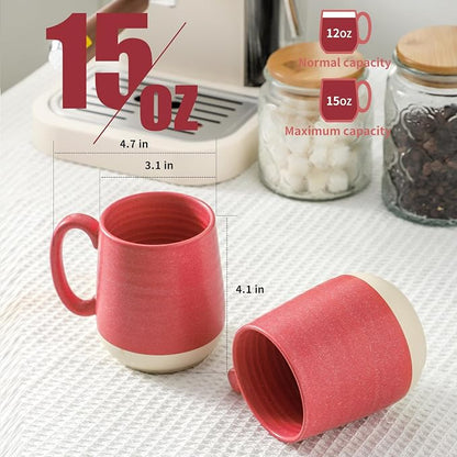 Hasense Coffee Mugs Set of 4, 15 oz Large Porcelain Mugs - Image 2