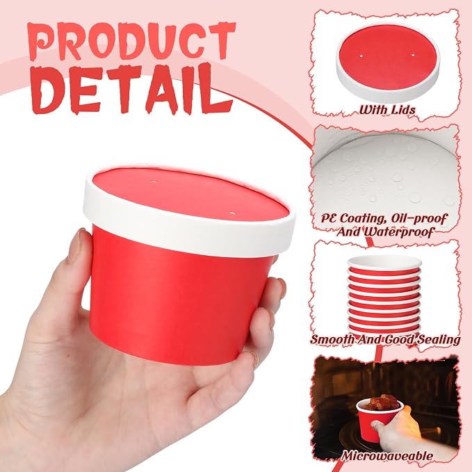Fulmoon 100 Pack Paper Soup Containers - Image 3