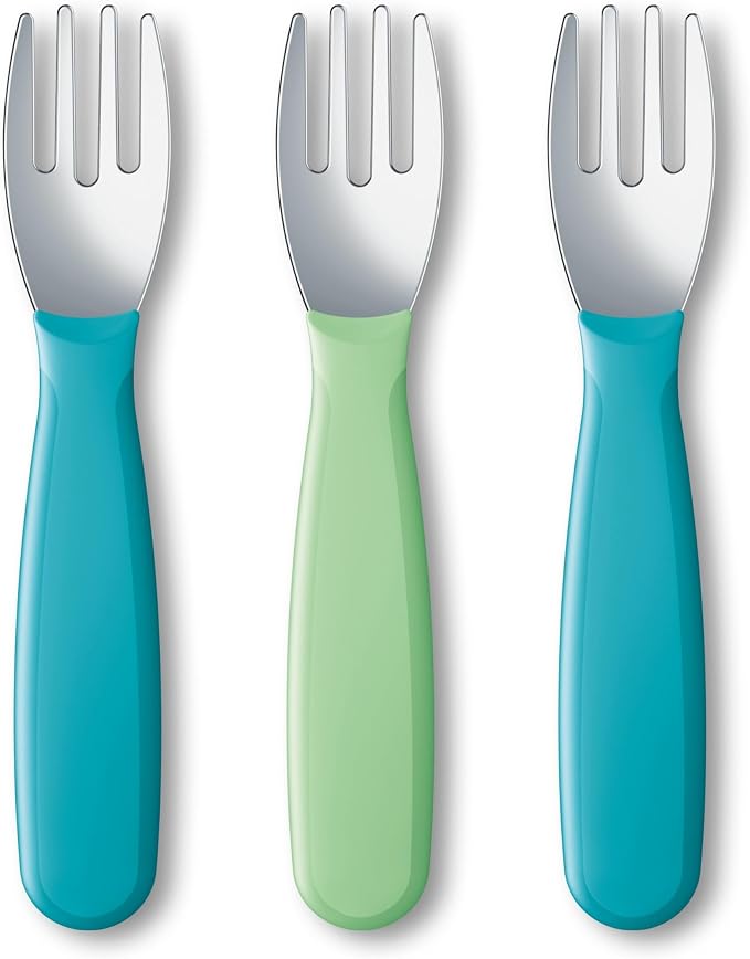 NUK Kiddy Cutlery Forks, Durable Stainless Steel, BPA & Latex-Free, 18+ Months by Unknown