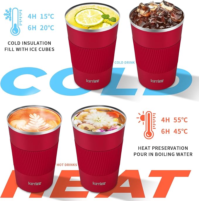 KETIEE Travel Coffee Mug Spill Proof 12oz, Insulated Travel Mug to Go, Reusable - Image 2