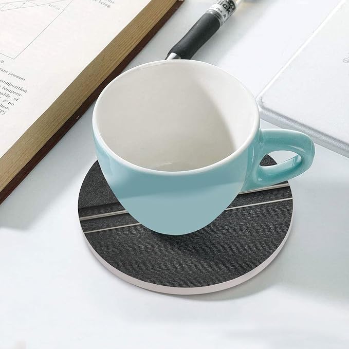Thin White Lines Geometric Pattern Minimalist Coasters Set of 4 Absorbent - Image 5