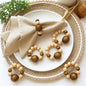 Napkin Rings Set of 6 - Modern Napkin Holder Rings with Wooden Beads | Dinner Napkin Ring for Holiday & Christmas, Birthday Party, & Wedding Decor - Farmhouse Napkin Rings Bulk (Loggi)