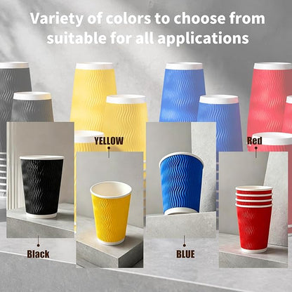MOUMOULIFE 12 oz Disposable Paper Coffee Cups, 100 Pack 4-Color Assortment - Image 3