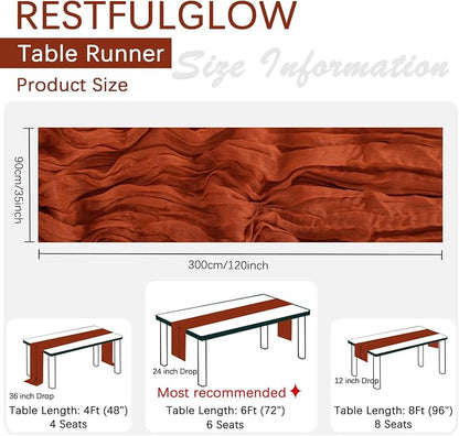 6 Pack Terracotta Cheesecloth Table Runner 35 x 120 Inch | Boho Gauze Fabric - Image 5