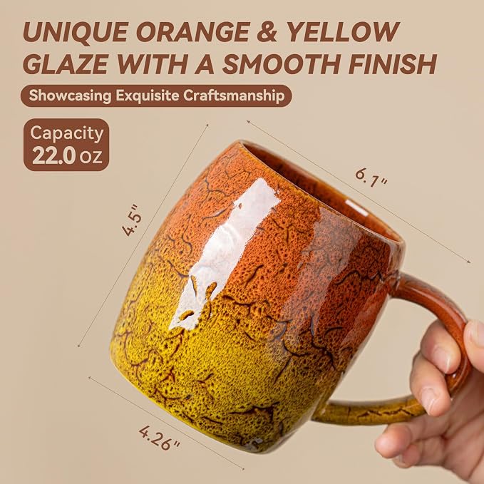 Handmade 22oz Ceramic Coffee Mug, Ergonomic Large Handle, Ideal Gift - Image 9