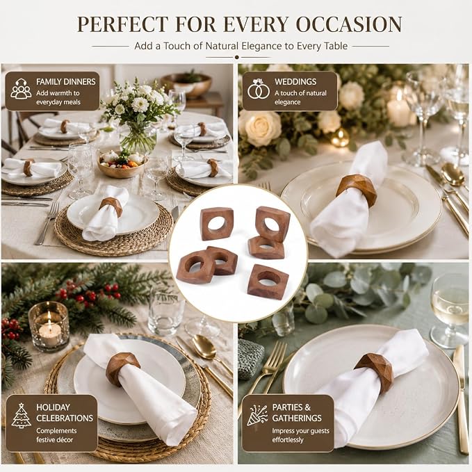 Wooden Napkin Rings Set of 12 Fall Decor - Image 4