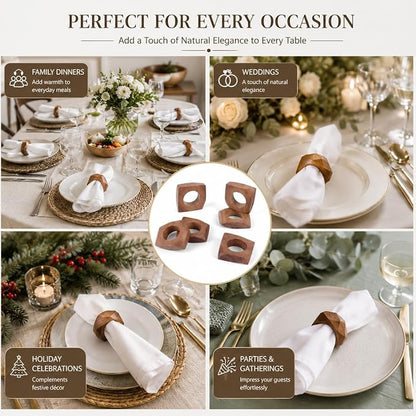Wooden Napkin Rings Set of 12 Fall Decor - Image 4