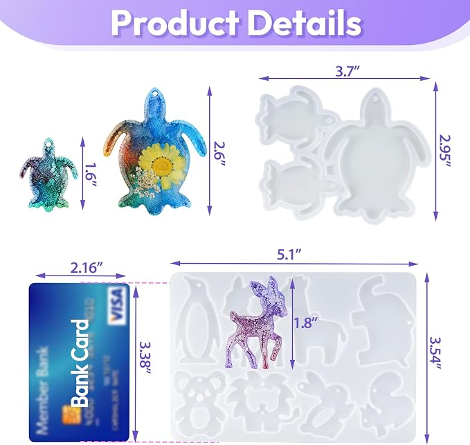 HeyClear 2PCS Keychain Resin Molds - Image 2