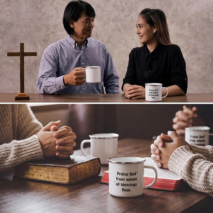 Willinglong Praise God Campfire Mug 12 oz Doxology Enamel Coffee Mug Holiday - Image 5