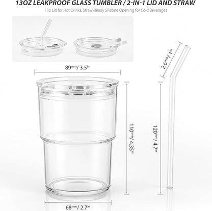 13oz Iced Coffee Cup, Glass Tumbler - Image 4