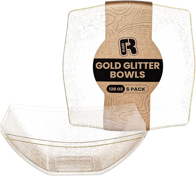 R-kay 6 Pack Extra Large Gold Glitter Serving Bowl by R-KAY