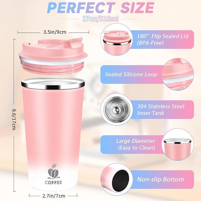 Insulated Travel Coffee Mug Reusable Coffee Tumbler Cup - Image 2