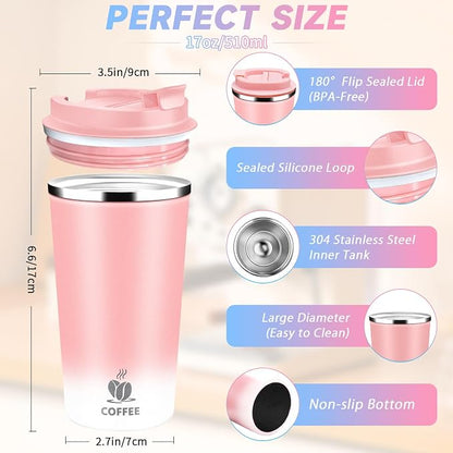 Insulated Travel Coffee Mug Reusable Coffee Tumbler Cup - Image 2