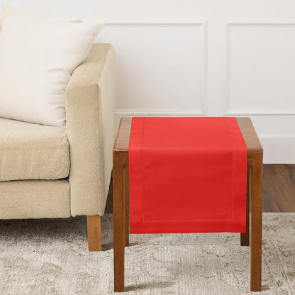 Solino Home Cotton Linen Dining Table Runner Poppy Red Woven, 14 x 36 in | by SolinoHome