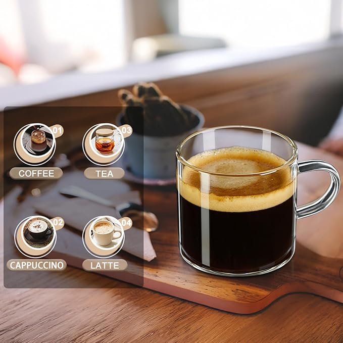 PARACITY Espresso Shot Glass Set of 2, 4.3 fl oz Clear Cups - Image 6