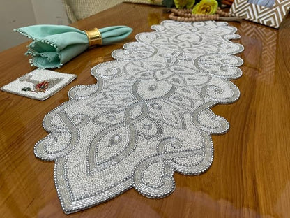 Beaded Table Runner Decorative Hand Glitz Rustic Farmhouse - Image 7