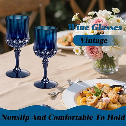 Ciaell 24 Pack Blue Plastic Wine Glasses - Image 7