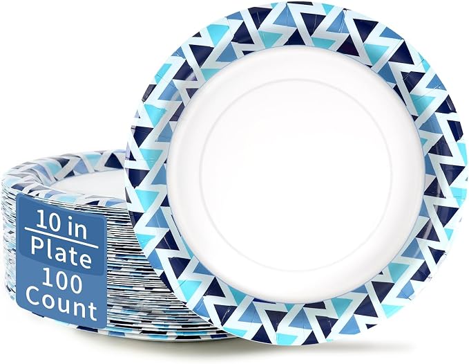 10 Inch Paper Plates, Microwave Safe | Soak Proof & Cut Resistant Bulk Plates by OuMuaMua
