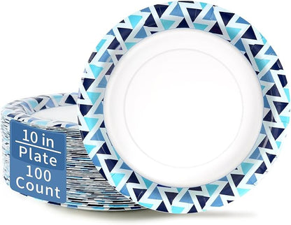 10 Inch Paper Plates, Microwave Safe | Soak Proof & Cut Resistant Bulk Plates by OuMuaMua