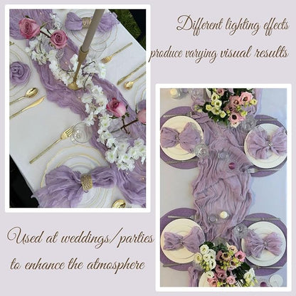 Purple Cheesecloth Table Runner 13.3FT Long Boho Gauze Sheer Fabric Table - Image 7