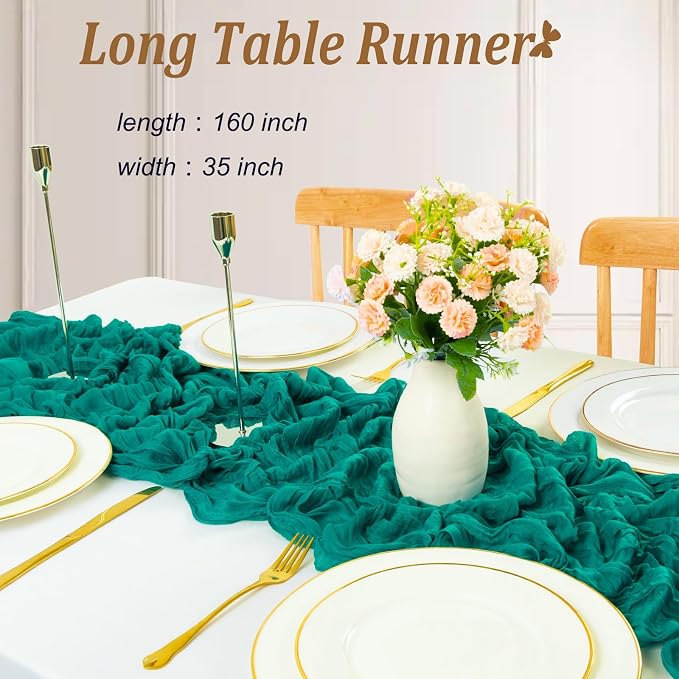 Cheesecloth Table Runner 13.3FT Long Boho Table Runner Rustic Gauze Wedding - Image 2
