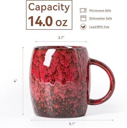 Rustic Red Ceramic Coffee Mug 14oz - Image 6