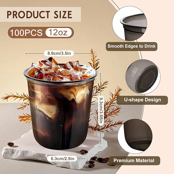 KesaPlan 100 Pcs 12oz Plastic Black Cups, Disposable Wine Cocktail Glasses | - Image 3