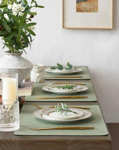 Leetaltree Reversible Faux Leather Placemats Set of 8, 12x17 Inch, Heat - Image 3